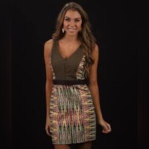RACHEL Rachel Roy Brown and Multicolor Mini Dress <<<<<135>>>>>>>